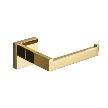 Modern gold square paper holder with gold finish sleek rectangular design and black accent panel wall mount for bathroom decorbites gold square