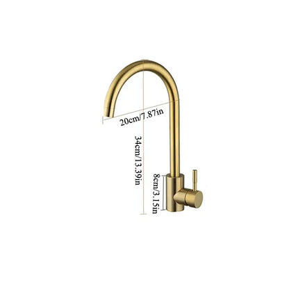 Modern gold stainless steel kitchen faucet with curved spout and cylindrical handle for sleek decorbites gold stainless design