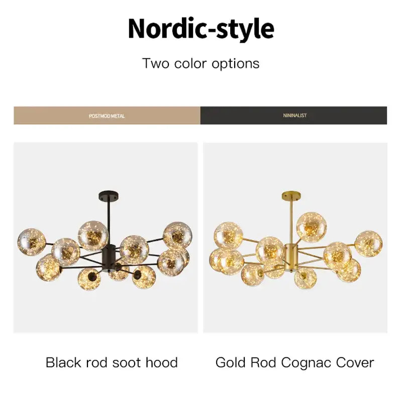 Modern gold star glass pendant light featuring frosted glass spheres on black or gold metal frame for dining room decorbites gold star
