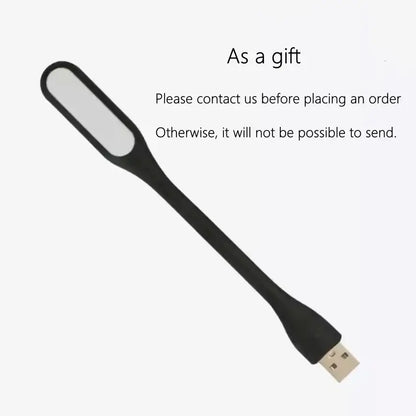 Black usb-powered led desk lamp with sleek plastic body complementing modern gold steel rings crystal pendant light dining room