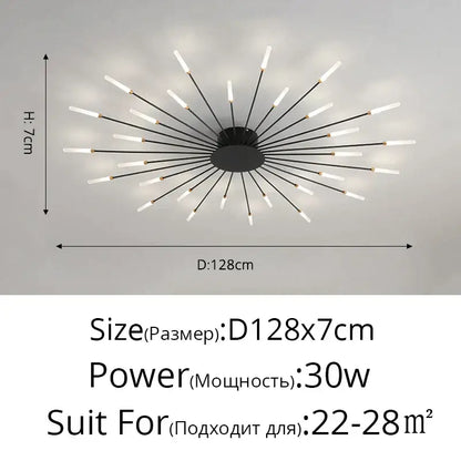 Modern black ceiling lights with multiple slender arms and frosted white led bulbs for decorbites acrylic led ceiling decor