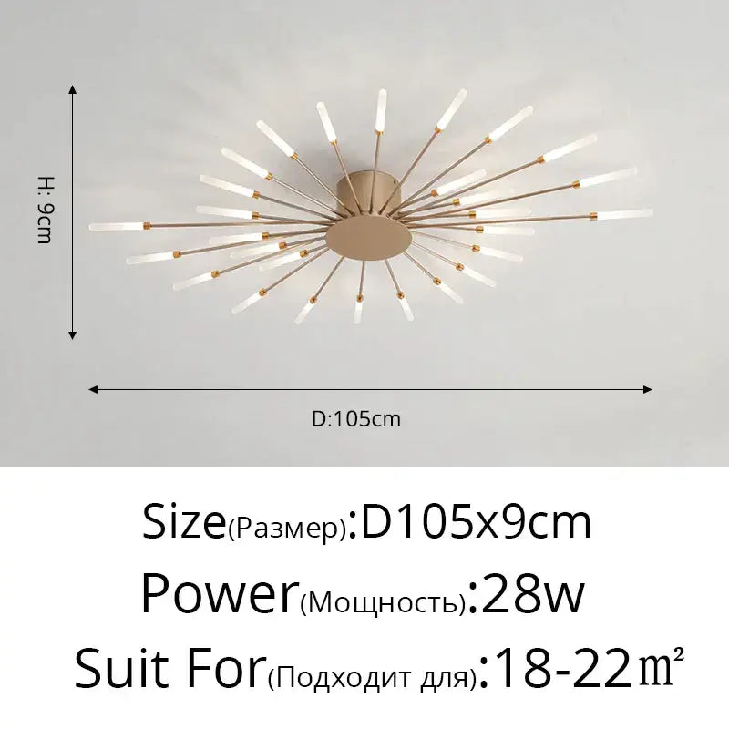 Modern gold sunburst acrylic led ceiling light with frosted glass rods for bedroom decorbites acrylic led ceiling lights