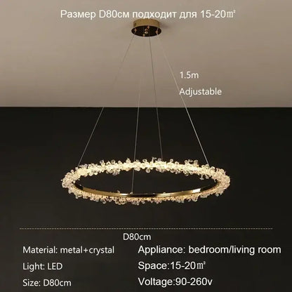 Modern gold swirling decorbites crystal pendant chandelier with clear crystals and led lighting for dining room decor