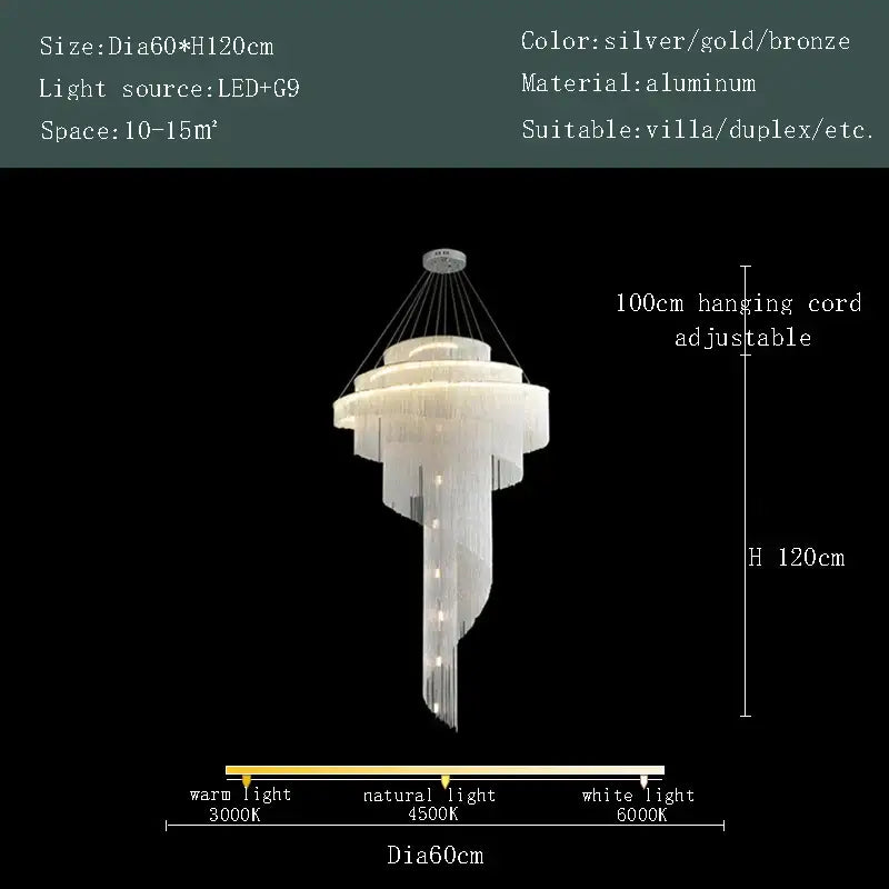 Elegant modern gold tassel led chandelier with cascading crystal strands available in silver gold or bronze finishes for living room decorbites gold tassel