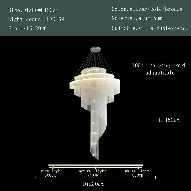 Modern gold tassel led chandelier with cascading crystal strands and sleek aluminum frame for living room decorbites gold tassel