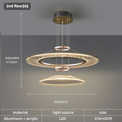 Modern gold tiered double pendant chandeliers in brushed aluminum and acrylic for living room pendant chandeliers led hanging