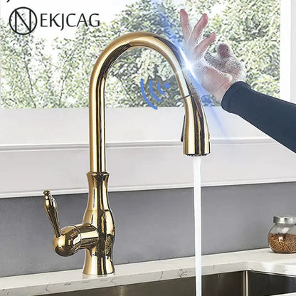 Modern gold sensor kitchen faucet with sleek touch-sensitive spout for stylish and functional decorbites gold sensor tap