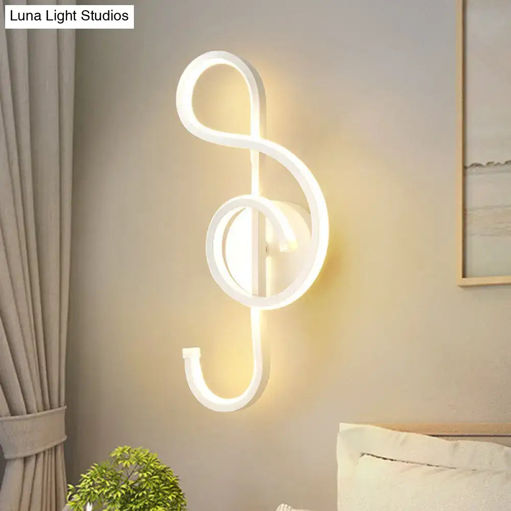 White led wall lamp shaped like a musical treble clef available in 110v-120v 220v-240v for bedroom use