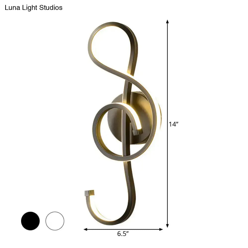 Modern gold treble clef wall lamp with illuminated finish and minimalist curves for bedroom 110v-120v 220v-240v use
