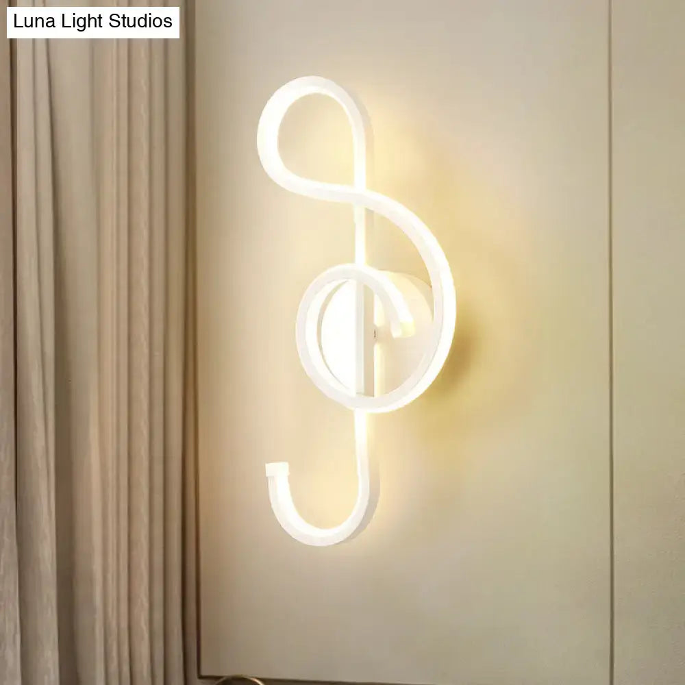 Modern gold treble clef wall lamp in white led sconce emitting warm glow for 110v-120v 220v-240v use