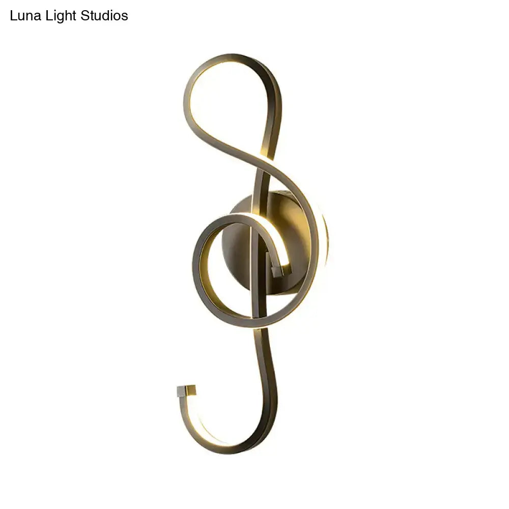 Modern gold treble clef wall lamp with illuminated led light strip black white 110v-120v 220v-240v for bedroom use