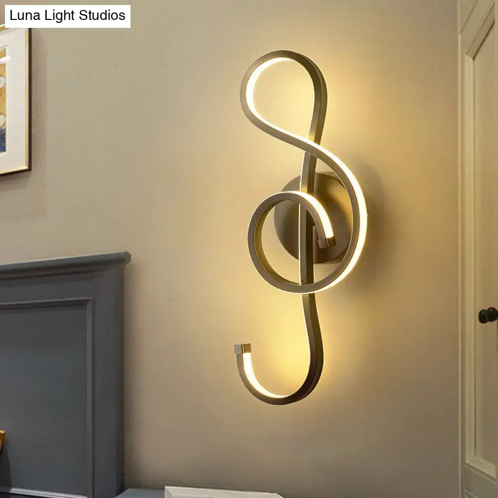 Modern gold treble clef wall lamp with led sconce in black white finish for 110v-120v 220v-240v installation