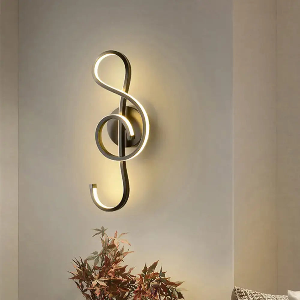 Modern gold treble clef wall lamp with sleek led lighting black white design compatible with 110v-120v 220v-240v