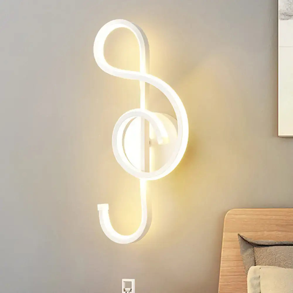 White led wall lamp shaped like a treble clef modern design for 110v-120v 220v-240v bedroom use
