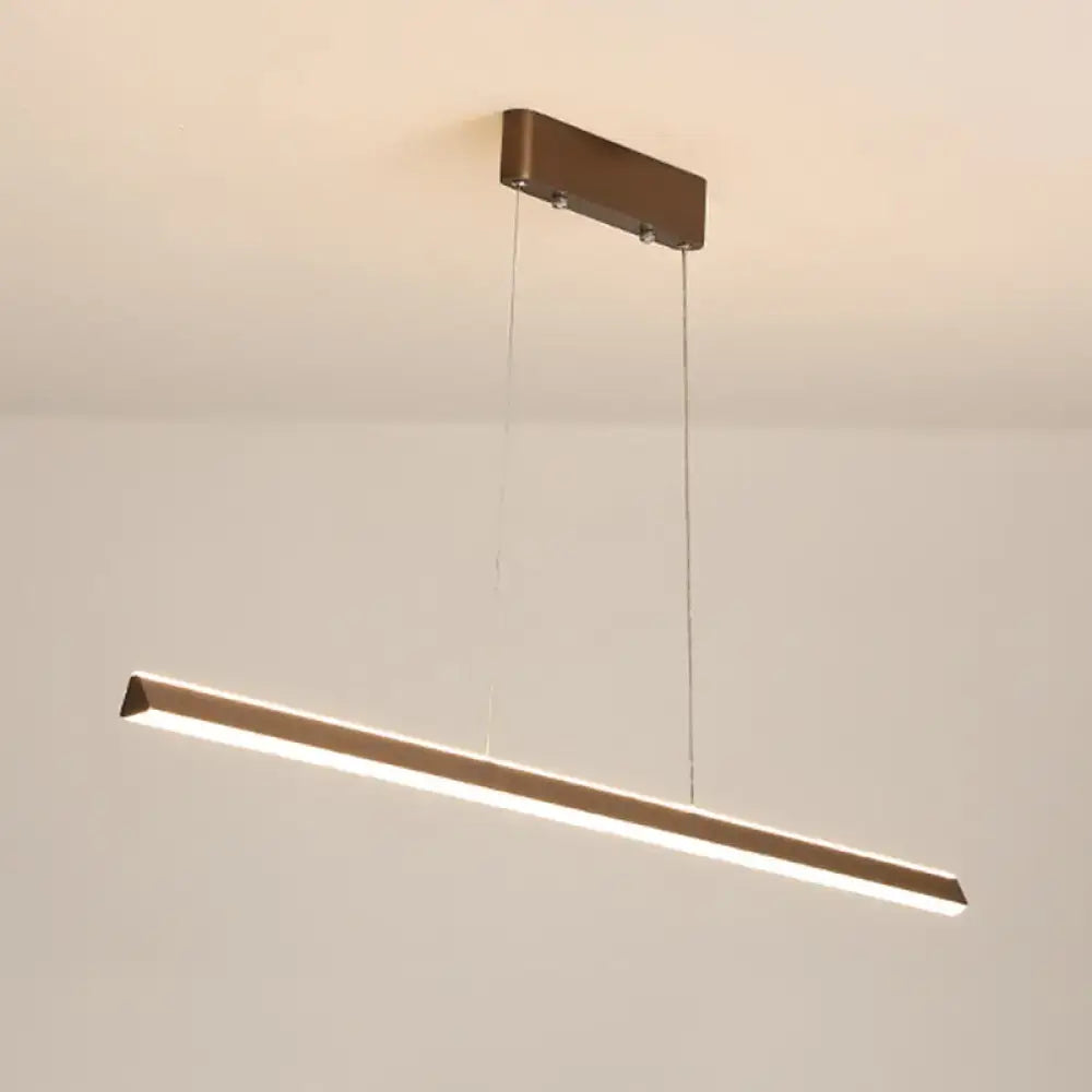 Decorbites aluminum led triangular prism pendant lamp in bronze finish with integrated lighting for dining room use