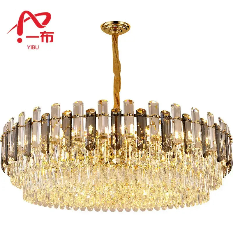 Modern gold twisted brass crystal chandelier with cascading decorbites k9 crystal prisms for living room decor