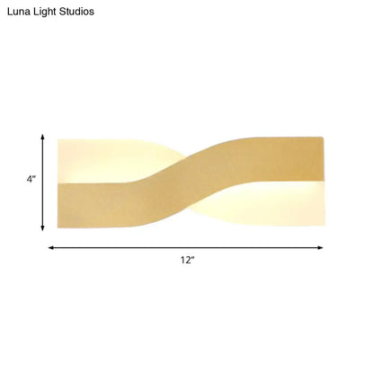 Modern gold twisted wall lamp with warm beige cream lighting fixture width 8in compatible with 110v-120v 220v-240v