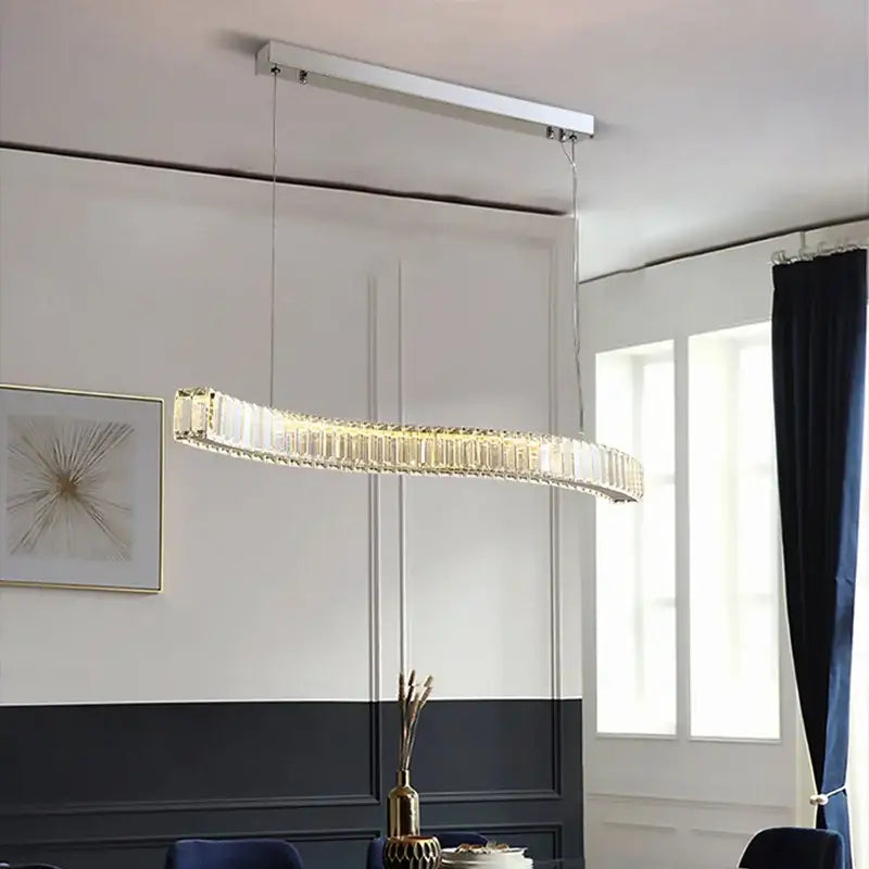 Modern gold two ring crystal led chandelier featuring a sleek chrome finish with decorbites crystal led prisms
