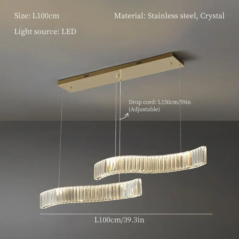 Modern gold two ring decorbites crystal led chandelier with sleek stainless steel and crystal design for dining room light