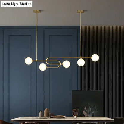 Decorbites minimalist u-shaped gold metal suspension light with frosted glass shade for dining room island 110v-120v 220v-240v