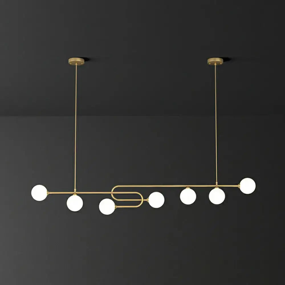 Decorbites minimalist u-shaped gold metal suspension light with five milky glass shade bulbs for dining room island 110v-240v