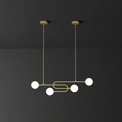 DecorBites minimalist u-shaped gold metal suspension light with glass shade for dining room island 110v-120v 220v-240v