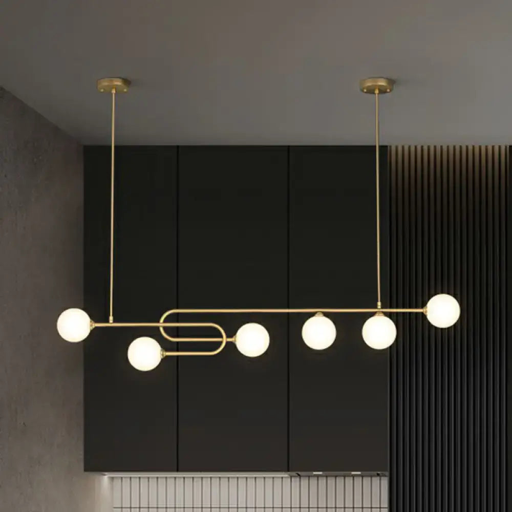 Decorbites minimalist u-shaped gold metal suspension light with frosted glass shade for dining room island 110v-120v 220v-240v