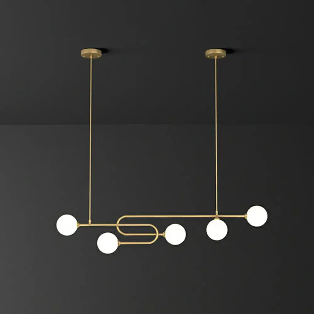 Decorbites minimalist u-shaped gold metal suspension light with glass shade for dining room island 110v-120v 220v-240v