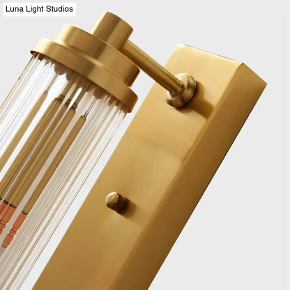 Modern gold wall light fixture with clear glass rods direct wired electric 220v-240v 110v-120v for living room
