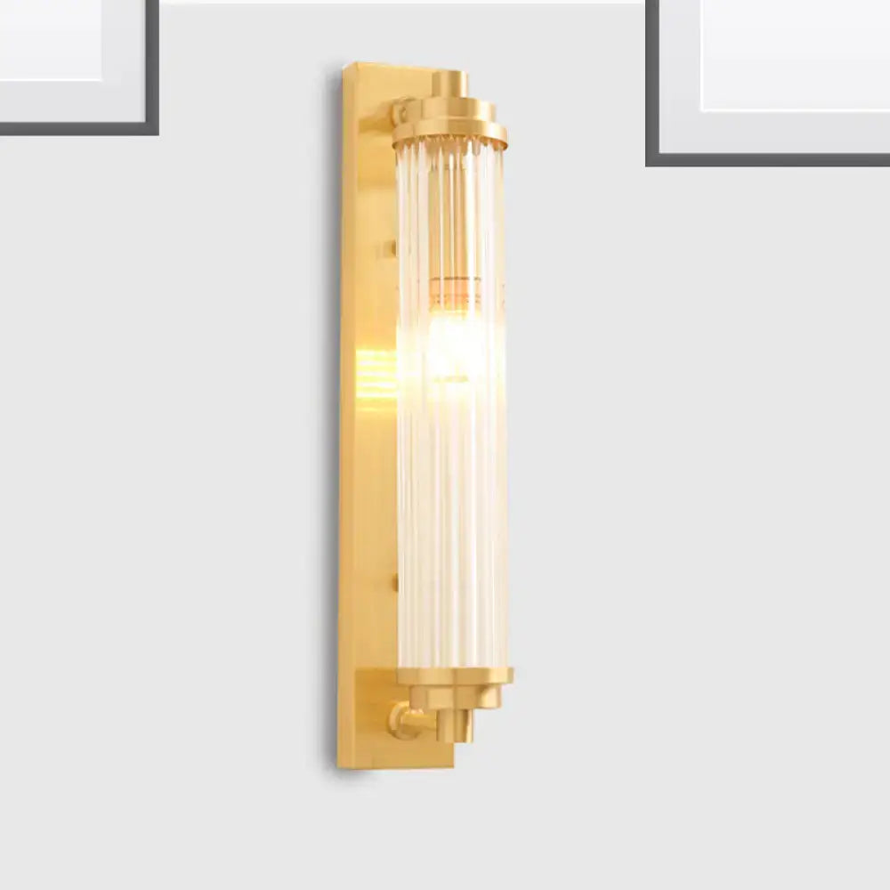 Modern gold wall light fixture with frosted glass panels and direct wired electric design for 220v-240v and 110v-120v use