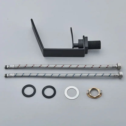 Black matte basin faucet with modern minimalist design and integrated handle for decorbites basin use
