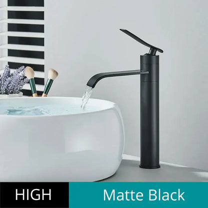 Matte black high-arc basin faucet with sleek modern design perfect for decorbites basin and bathroom mixer tap