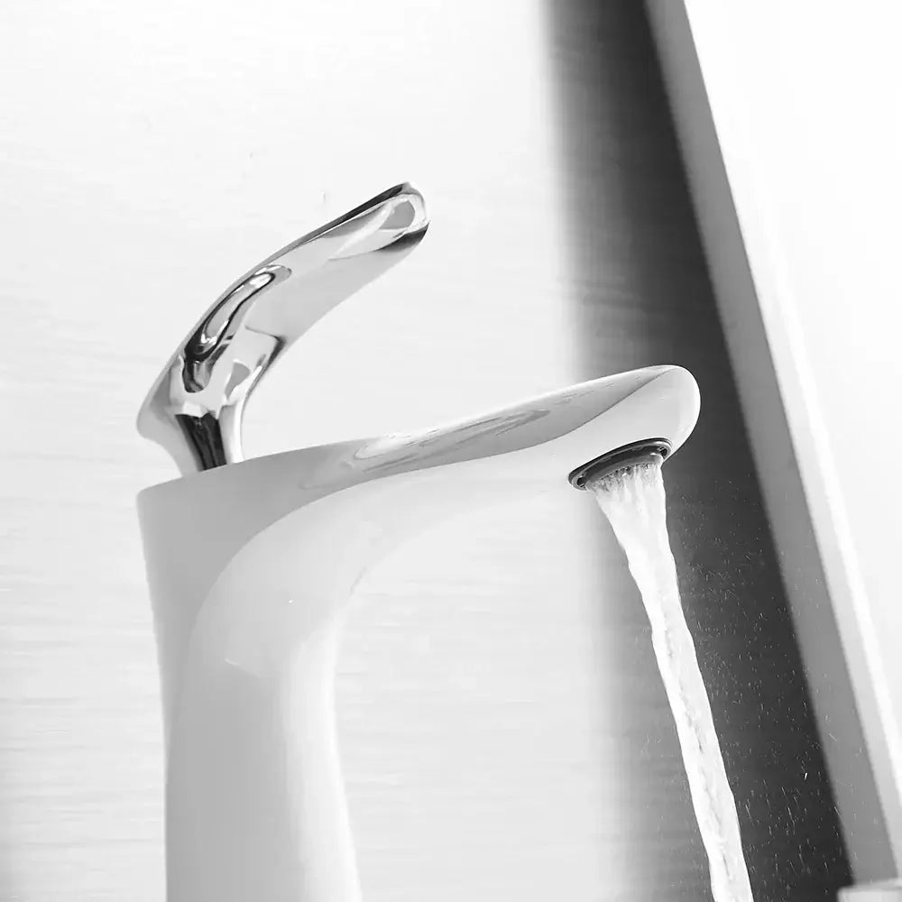 Modern chrome-finished faucet with sleek curved spout and handle for decorbites gold waterfall bathroom use