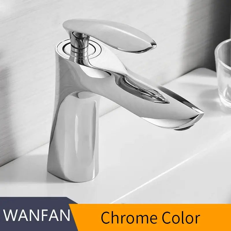 Modern gold waterfall bathroom faucet with chrome finish and single-handle control for decorbites gold waterfall design