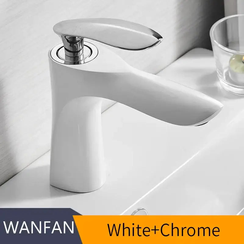 Modern gold waterfall bathroom faucet white ceramic base with sleek chrome spout and handle decorbites gold waterfall tap