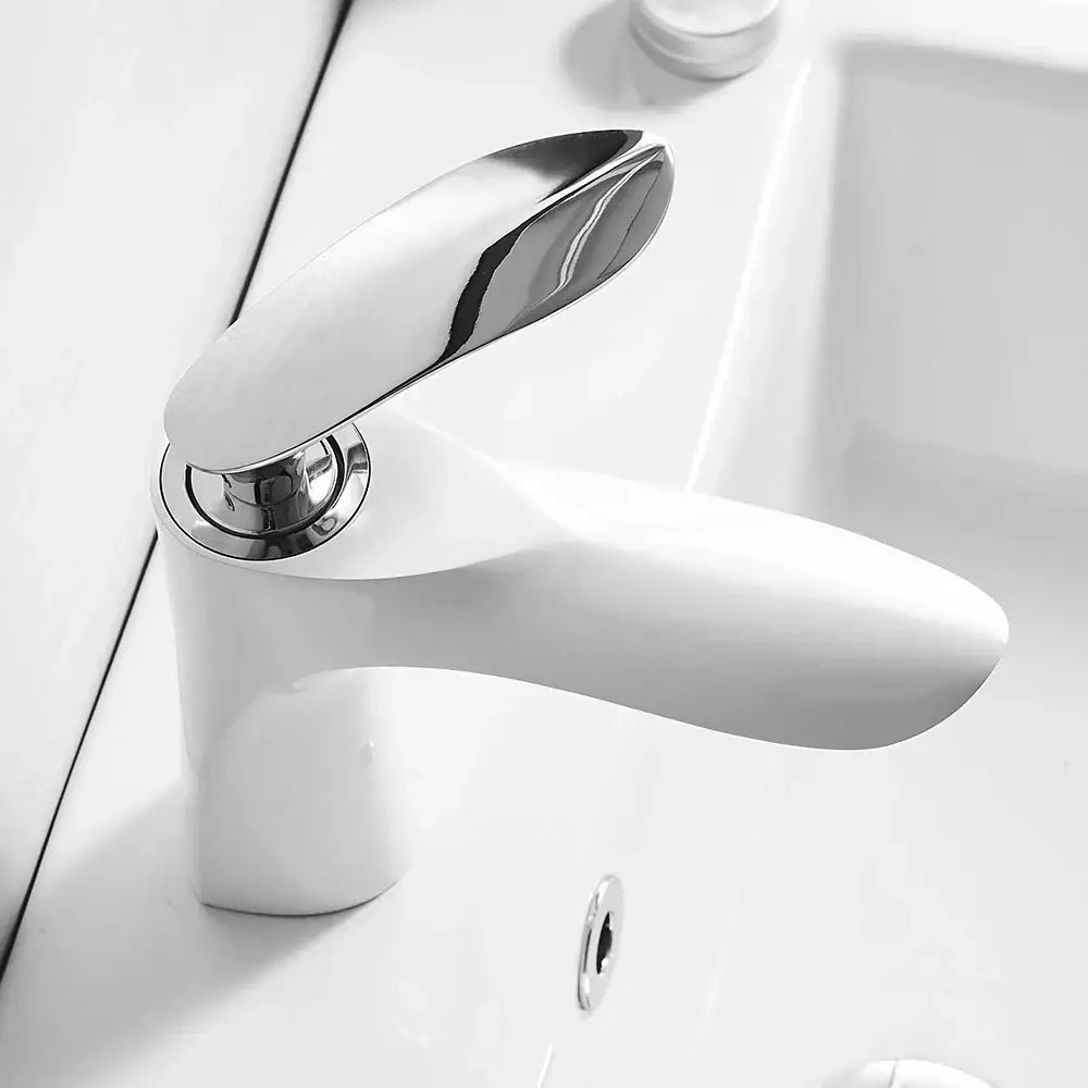 Modern white ceramic faucet with sleek chrome spout and handle for decorbites gold waterfall bathroom faucet use