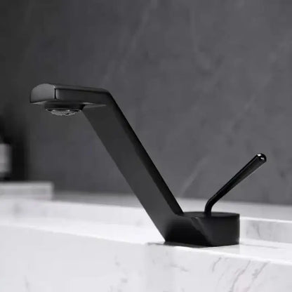 Modern black matte basin faucet with sleek angular design and single lever handle for decorbites black basin use