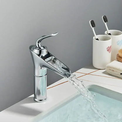 Modern chrome single handle basin faucet with sleek curved design for decorbites gold waterfall wine basin faucets