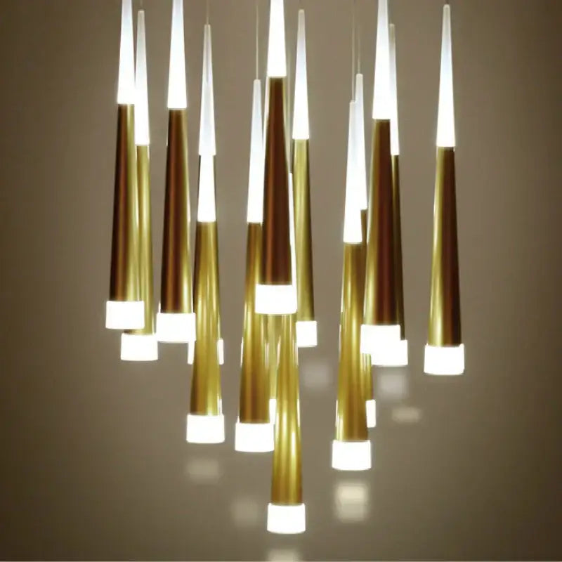 Modern gold and white decorbites acrylic led pendant lights with sleek tapered shades for dining room lighting decor