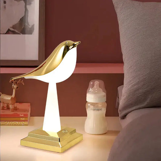 Modern gold and white bird table lamp desk light with sleek design for bedroom aromatherapy decorbites bird table
