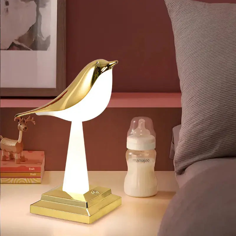 Modern gold and white bird table lamp desk light with sleek design for bedroom aromatherapy decorbites bird table