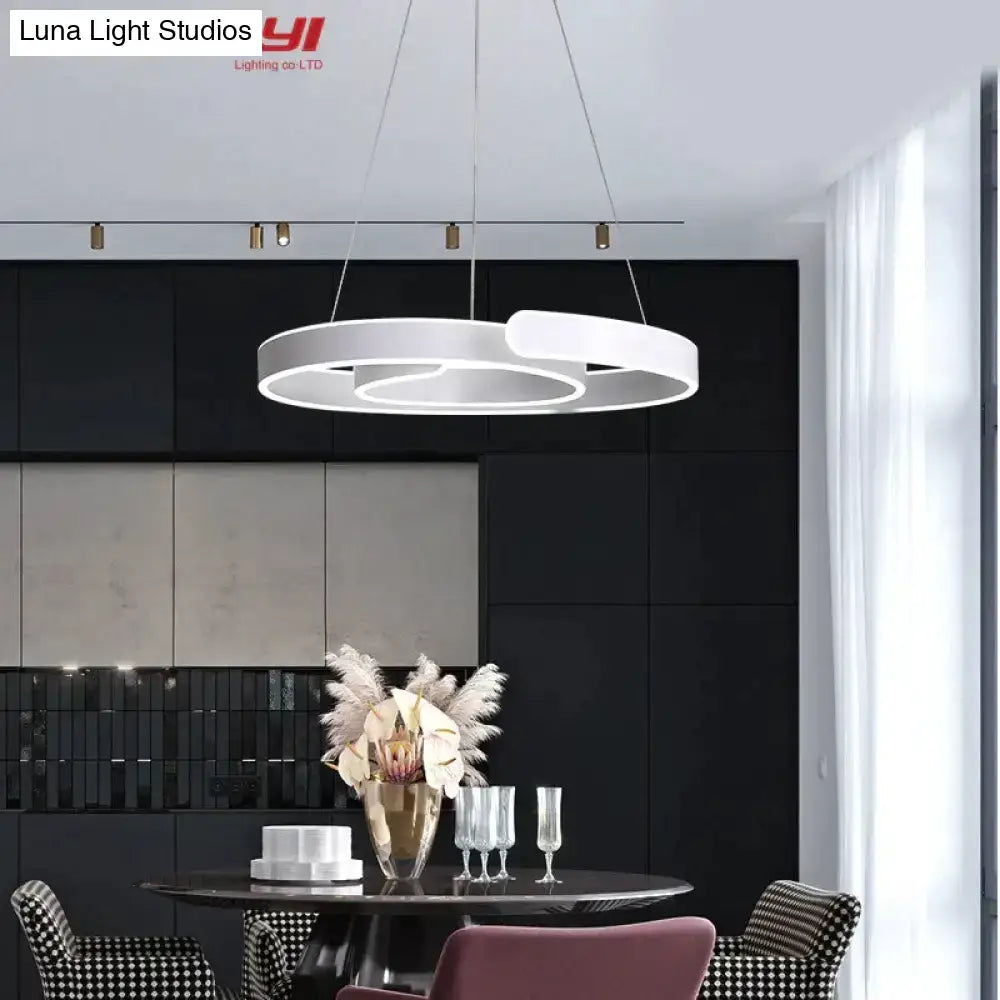 Modern gold and white led pendant lights featuring a sleek minimalist circular design for dining room lighting