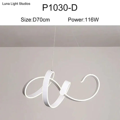 Modern gold and white led pendant lights featuring sleek cursive design ideal for dining room pendant lights