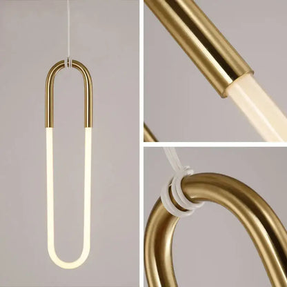 Modern gold pendant lights with a u-shaped design and integrated led strip for living room decorbites pendant lights