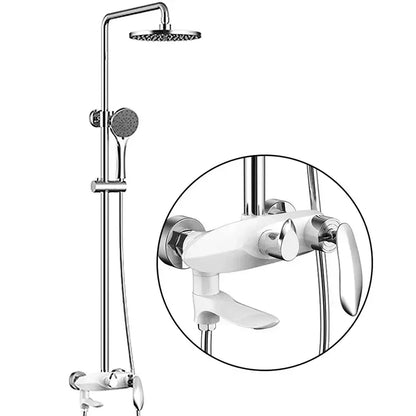 Modern gold and white faucet set with chrome finish shower head and white ceramic handheld showerhead decorbites black brass
