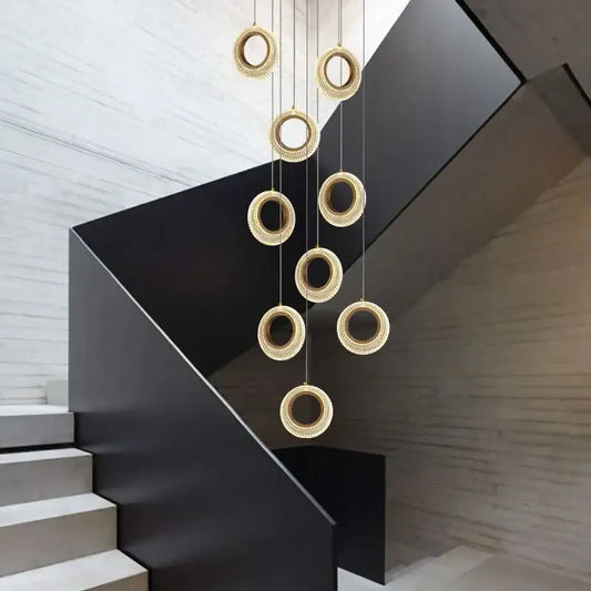 Modern gold woven crystal led chandelier kitchen pendant light featuring golden circular decorbites crystal led fixtures