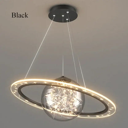 Modern golden acrylic led chandelier bedroom planet pendant light with black planet design clear glass sphere acrylic led chandelier decorbites golden acrylic