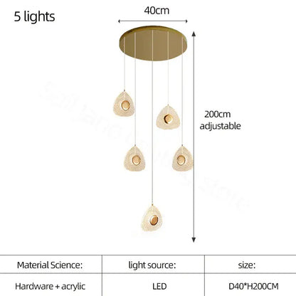 Modern golden acrylic led chandeliers with five teardrop acrylic light fixtures for living room decorbites golden acrylic design