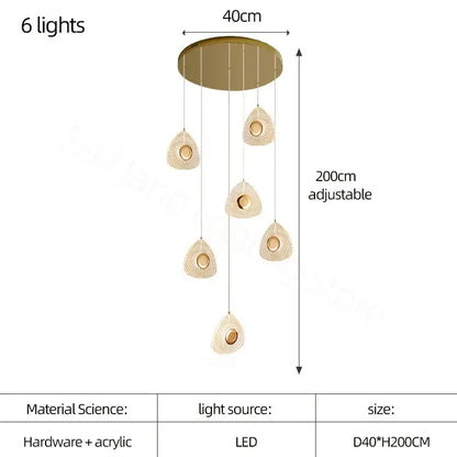 Modern golden acrylic led chandelier with six teardrop acrylic light fixtures for living room decorbites golden acrylic