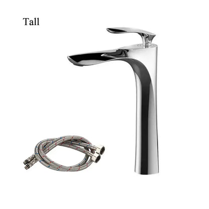 Modern golden bathroom faucet with chrome finish tall waterfall design and curved single handle by decorbites golden bathroom